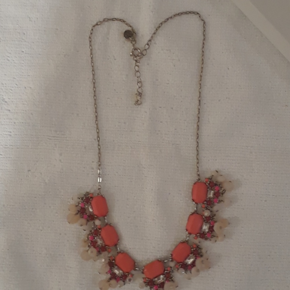 LOFT Stone & Beaded Necklace w/ Silver Chain.